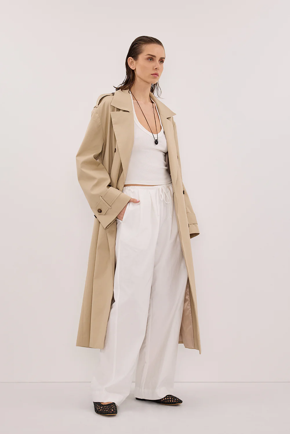 RHEA WHITE COTTON DRAWSTRING PANT - Gamepaces