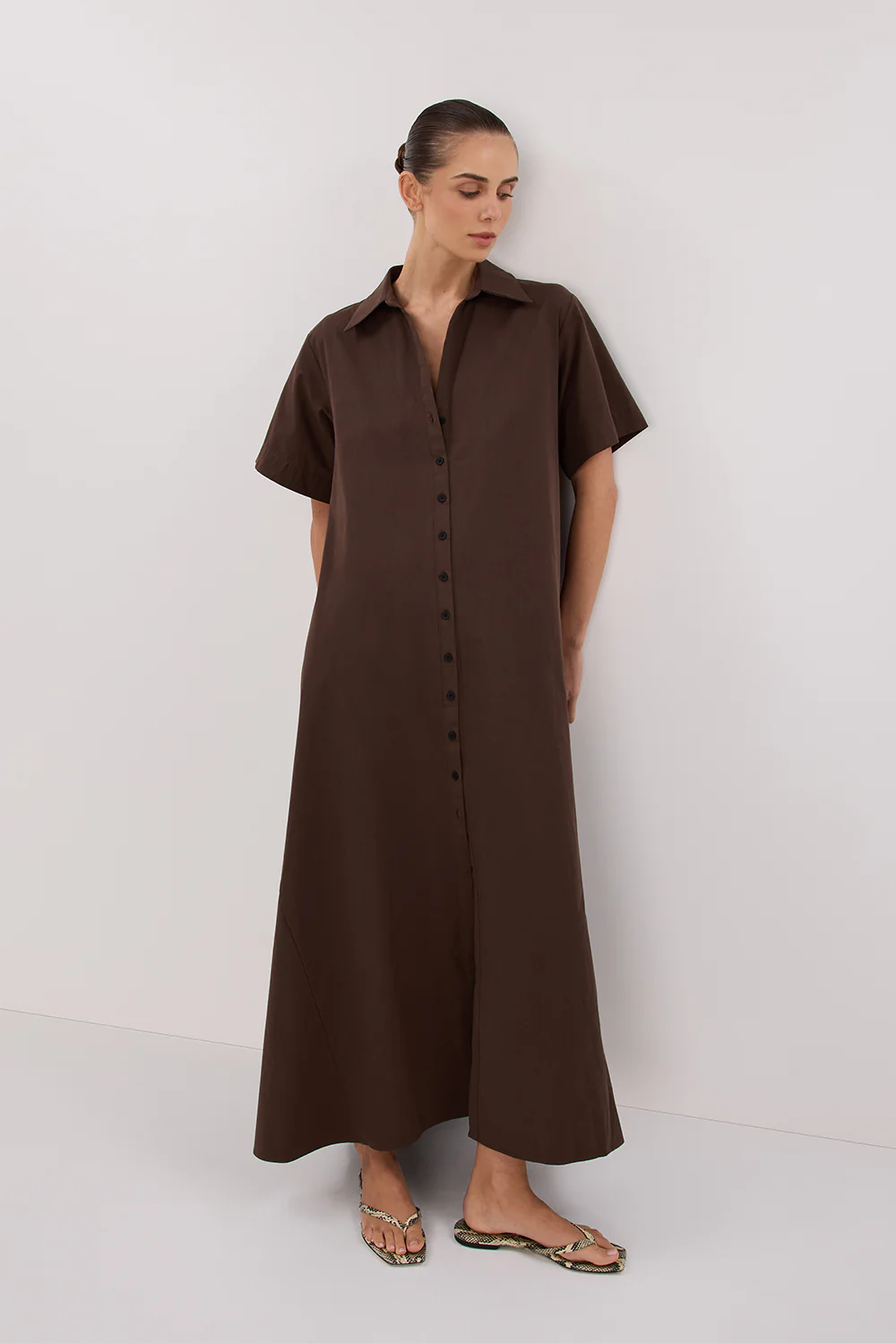 VIOLET BITTER CHOC SHIRT MIDI DRESS - Gamepaces