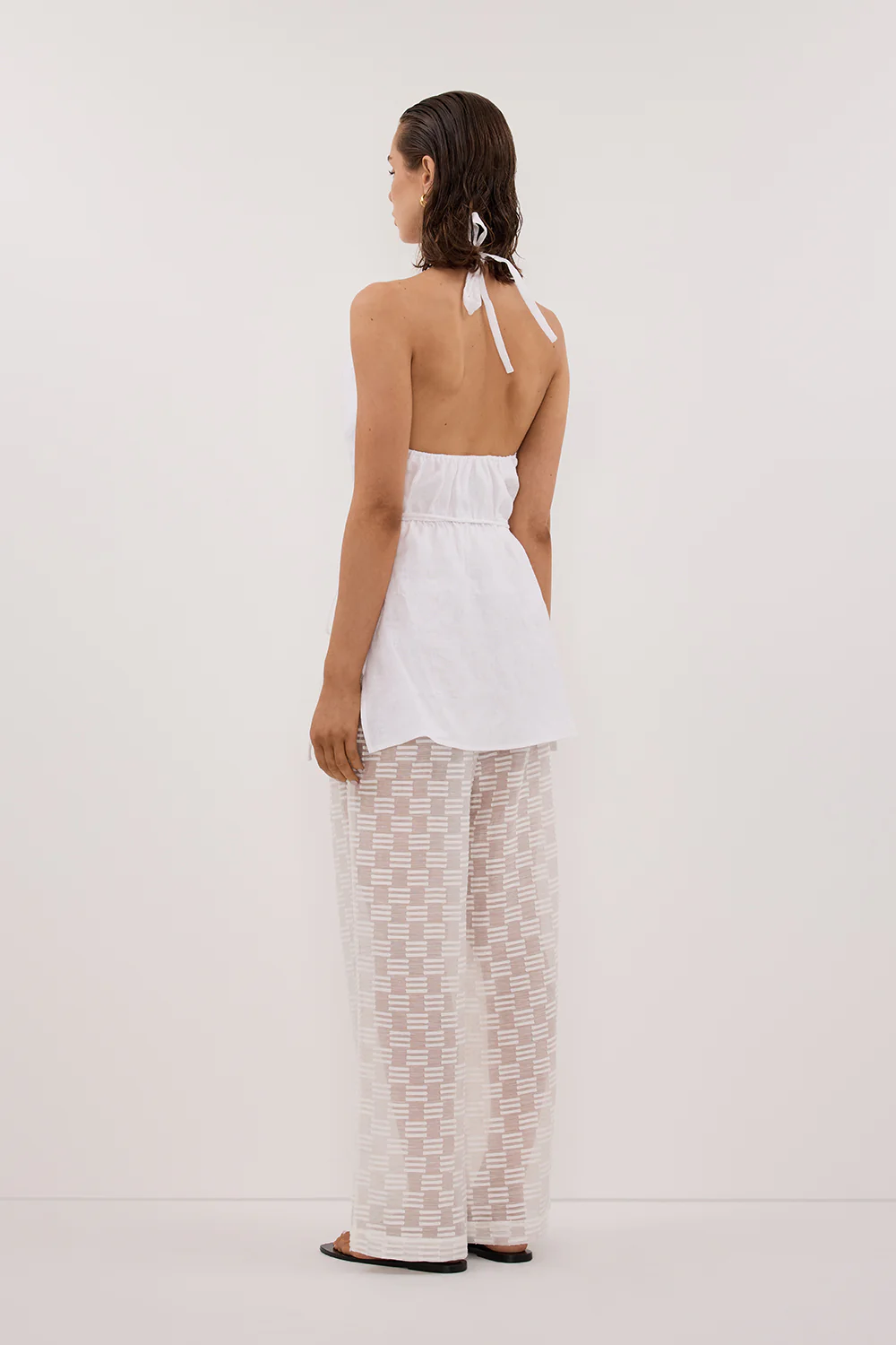 ELBA WHITE SHEER CHECK PANT - Gamepaces