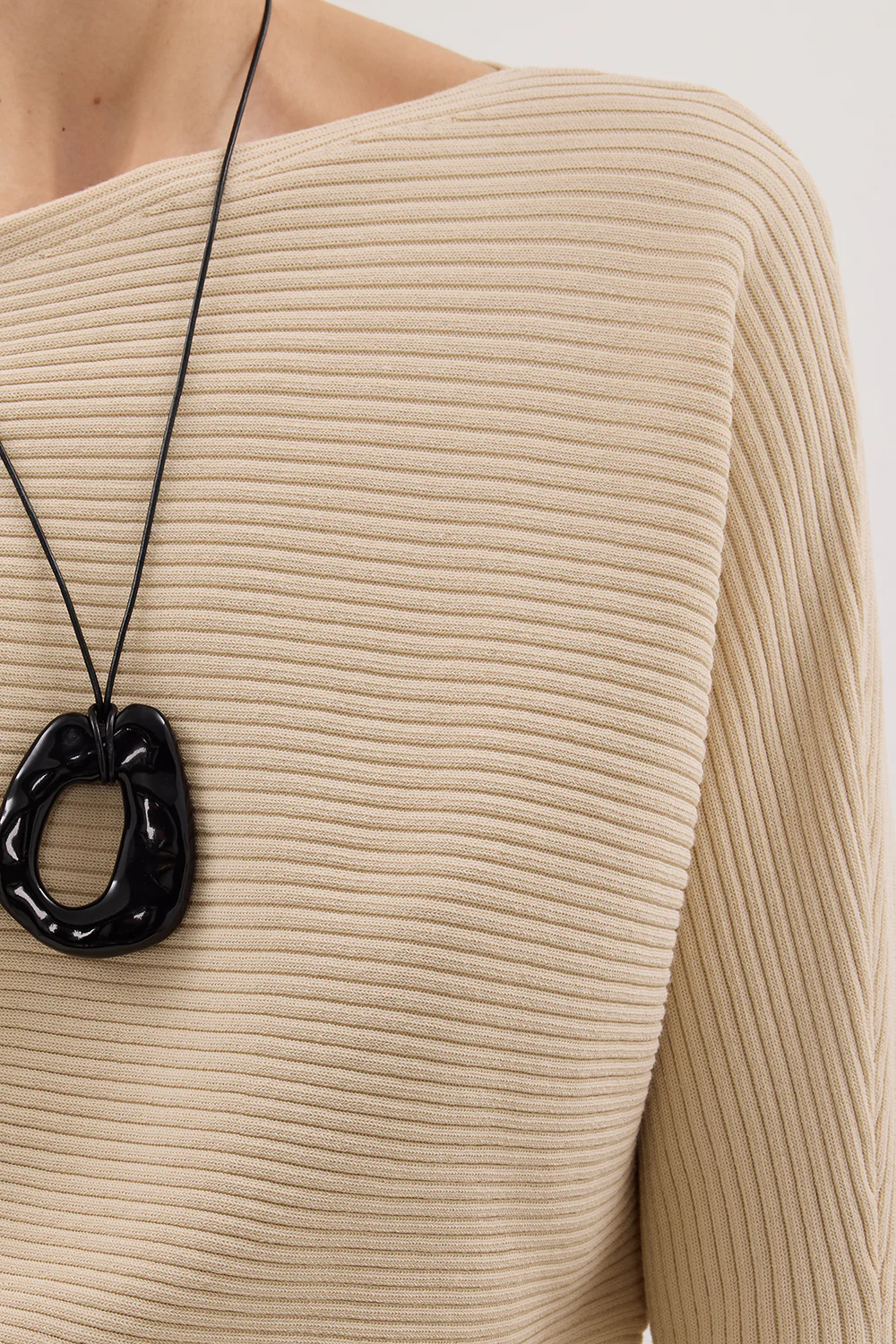 SAGE NATURAL LONG SLEEVE BOAT NECK KNIT TOP - Gamepaces