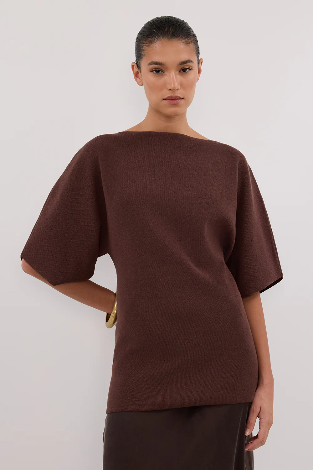 LIA WALNUT SLEEVED KNIT TOP - Gamepaces