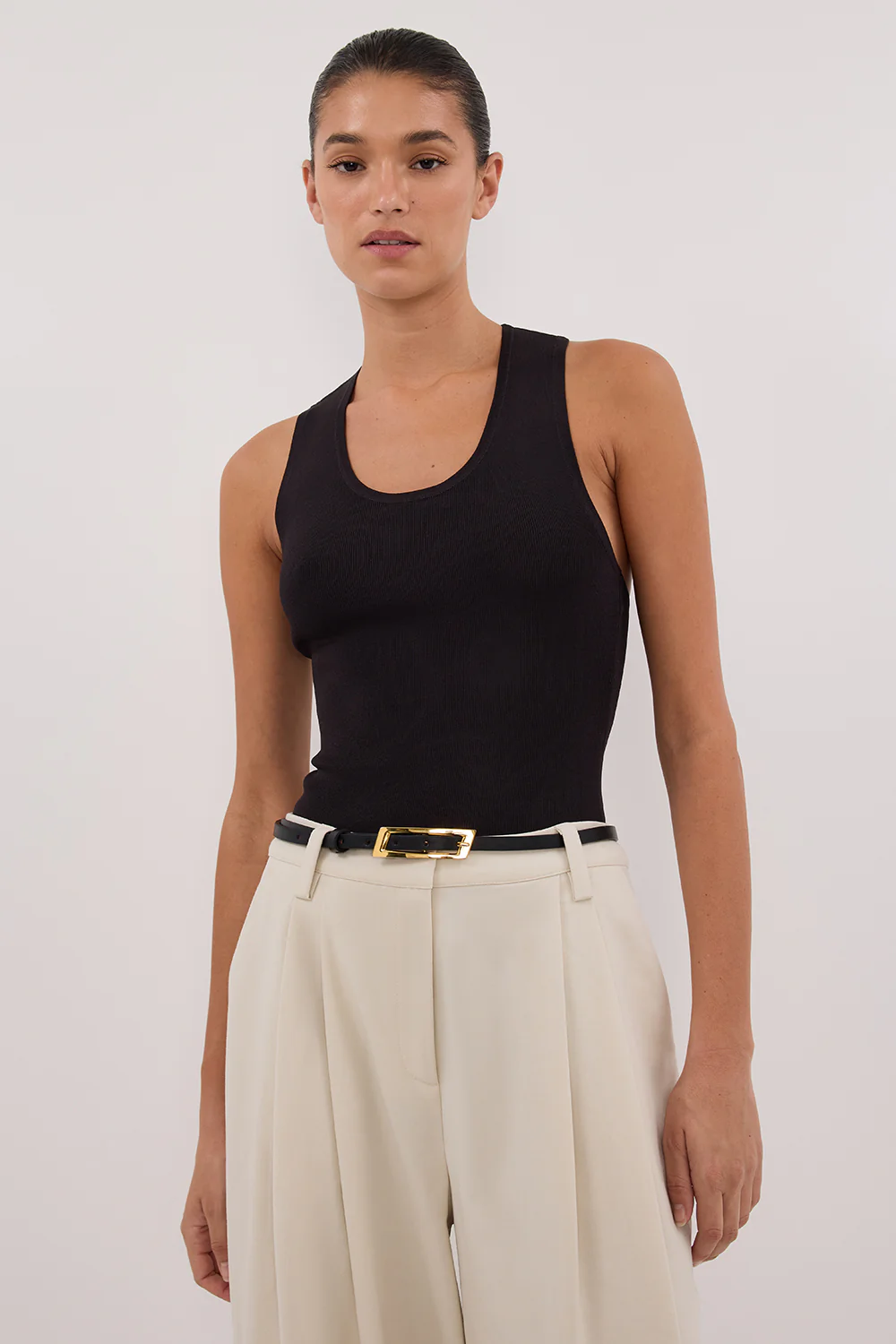 DEVIN WASHED BLACK RACER KNIT TANK - Gamepaces