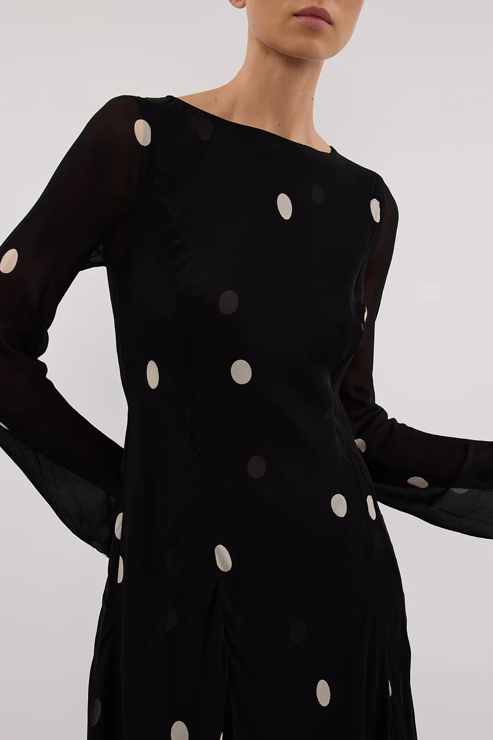 LAURA BLACK SPOT MIDI DRESS - Gamepaces