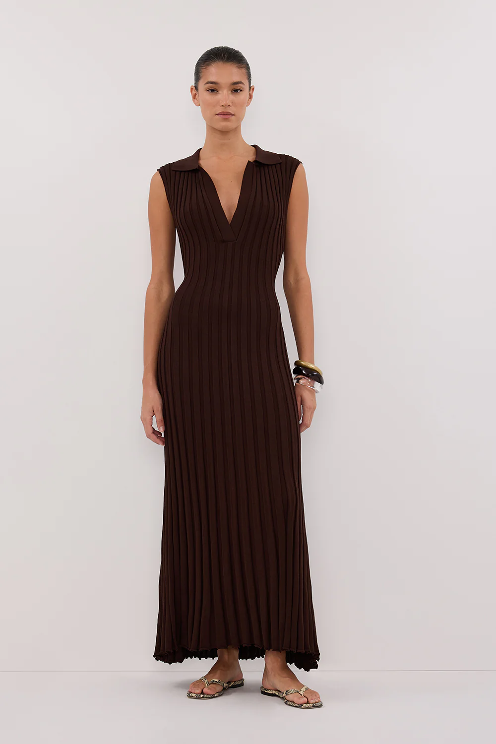 HAL CHOC SLEEVELESS KNIT MAXI DRESS - Gamepaces