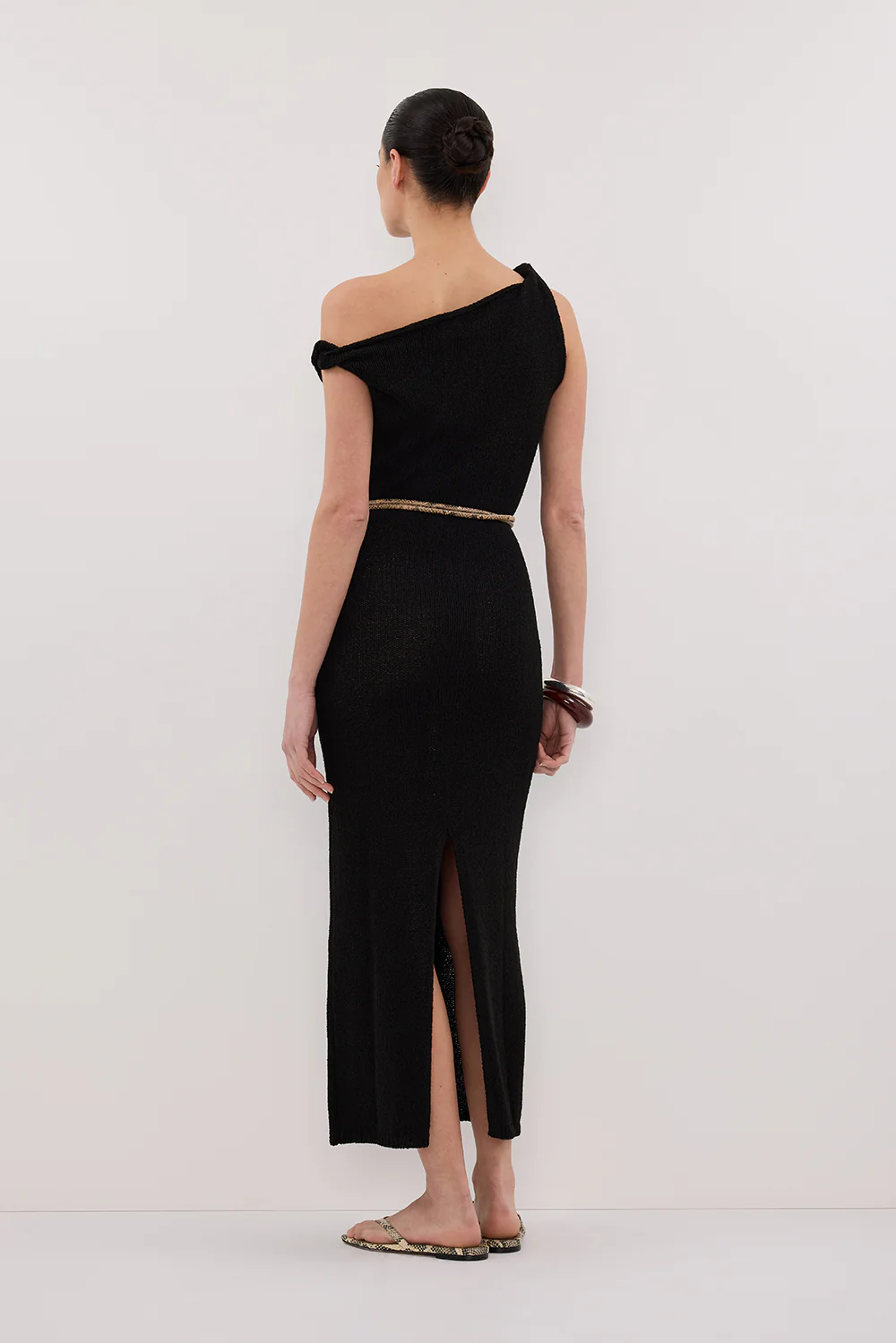 KARA BLACK KNIT SLEEVELESS MIDI DRESS - Gamepaces