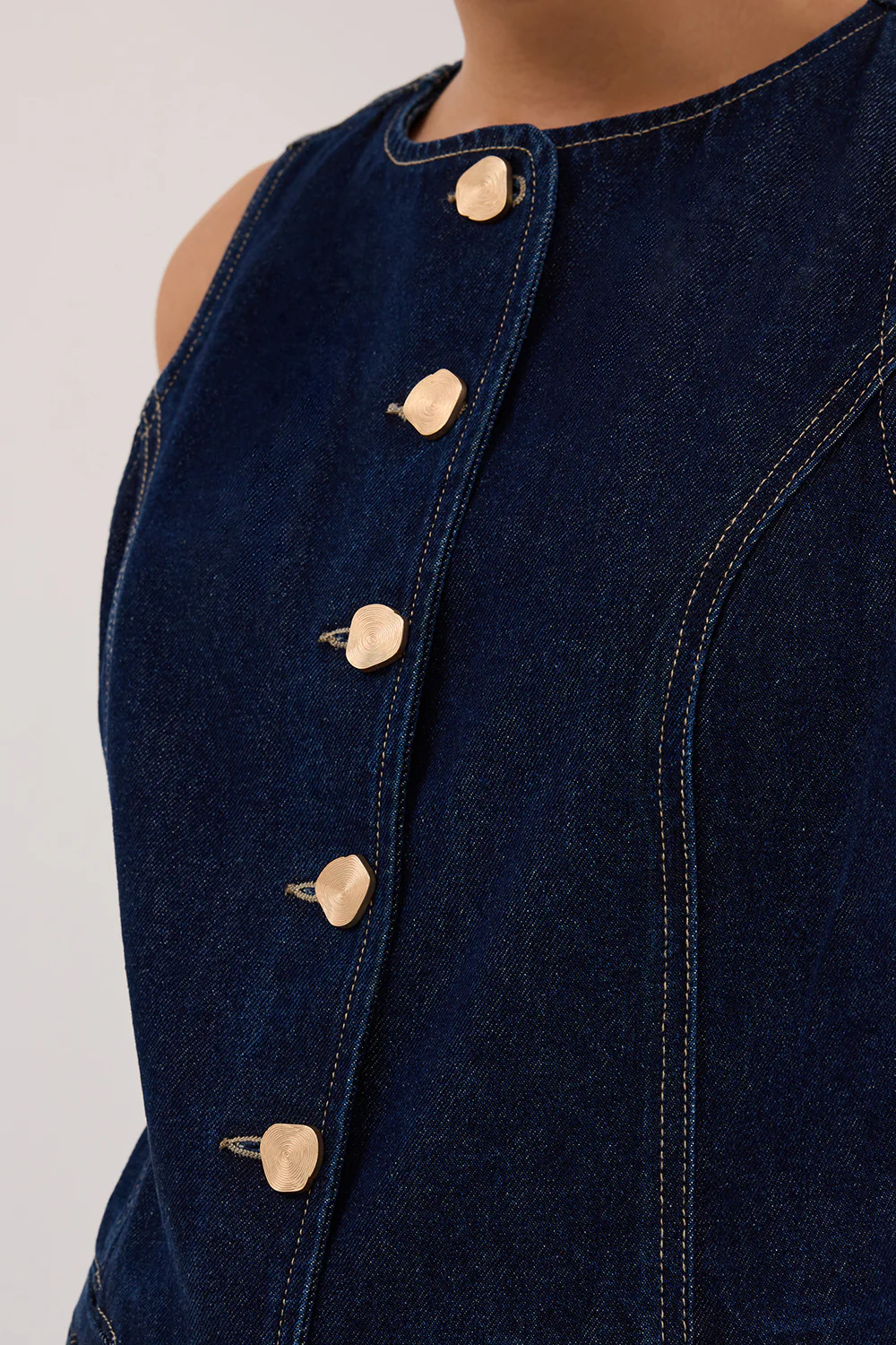 OLLY INDIGO DENIM VEST - Gamepaces