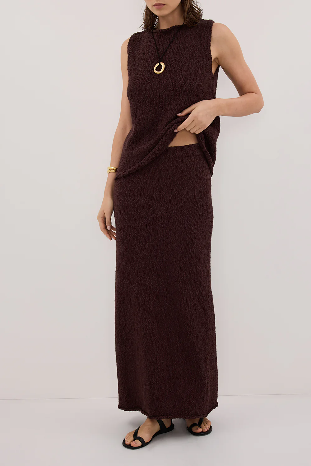 DINA CHOC KNIT MIDI SKIRT - Gamepaces