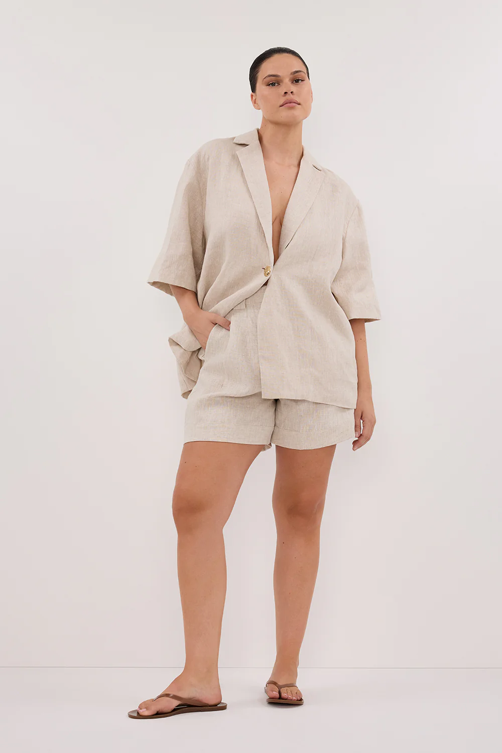 ALONDRA NATURAL LINEN SHORT - Gamepaces