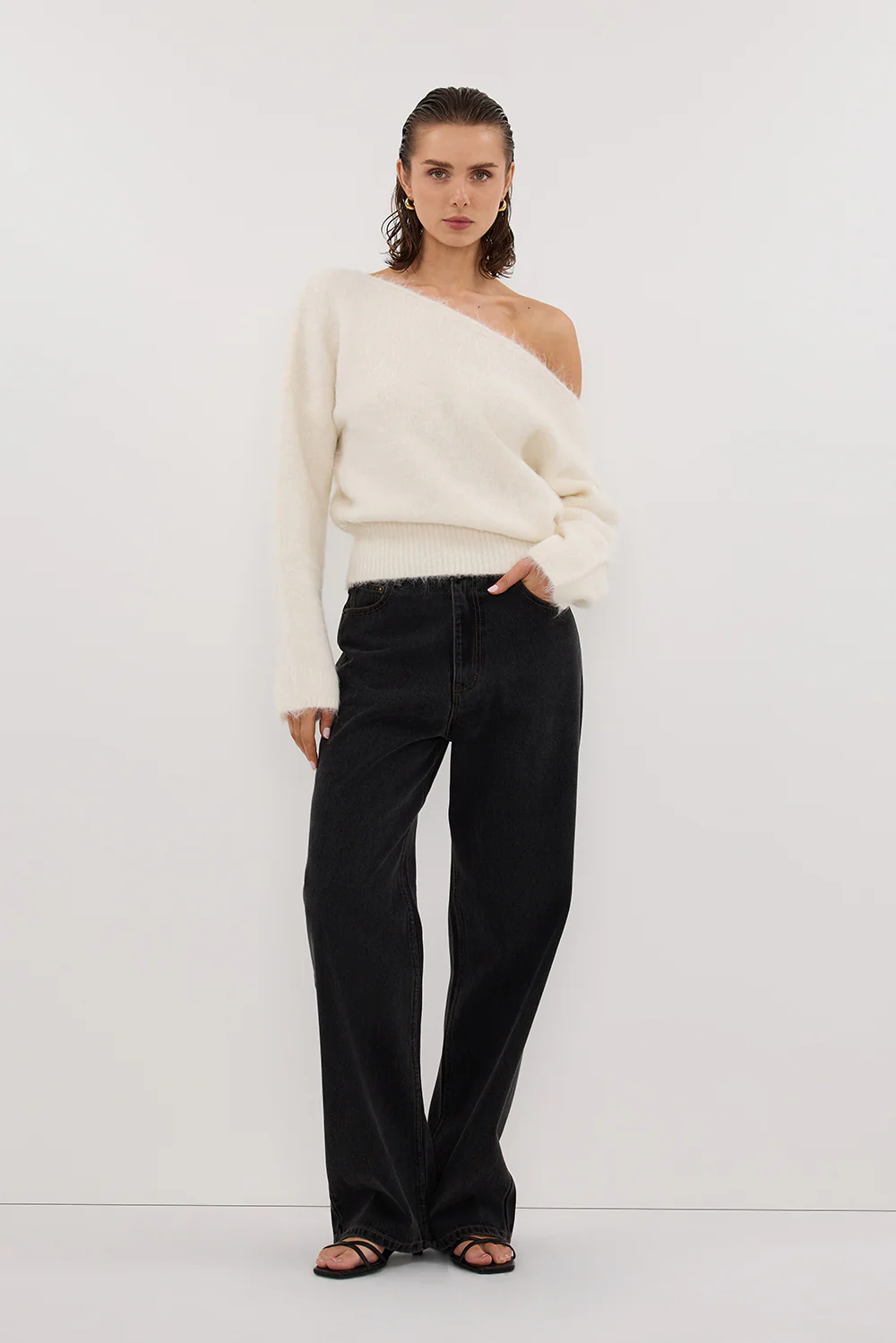 SALMA IVORY ASYM KNIT JUMPER - Gamepaces