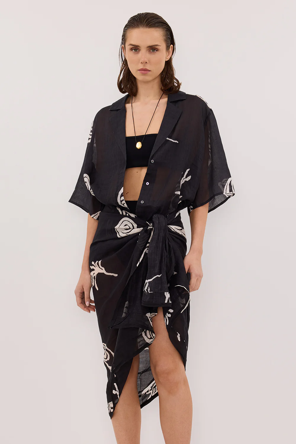 POSITANO BLACK RAMIE SARONG - Gamepaces