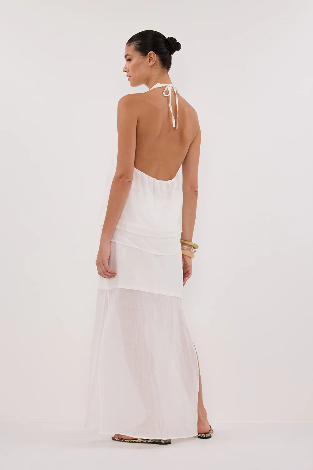 CARMEL WHITE RAMIE HALTER TOP - Gamepaces