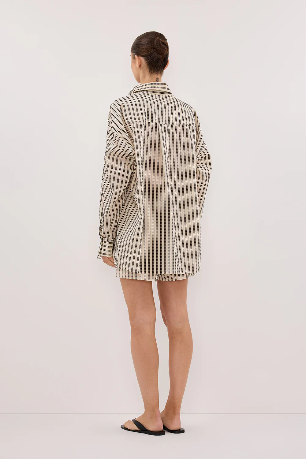 ELLIE CREAM OVERSIZED LONG SLEEVE STRIPE SHIRT - Gamepaces