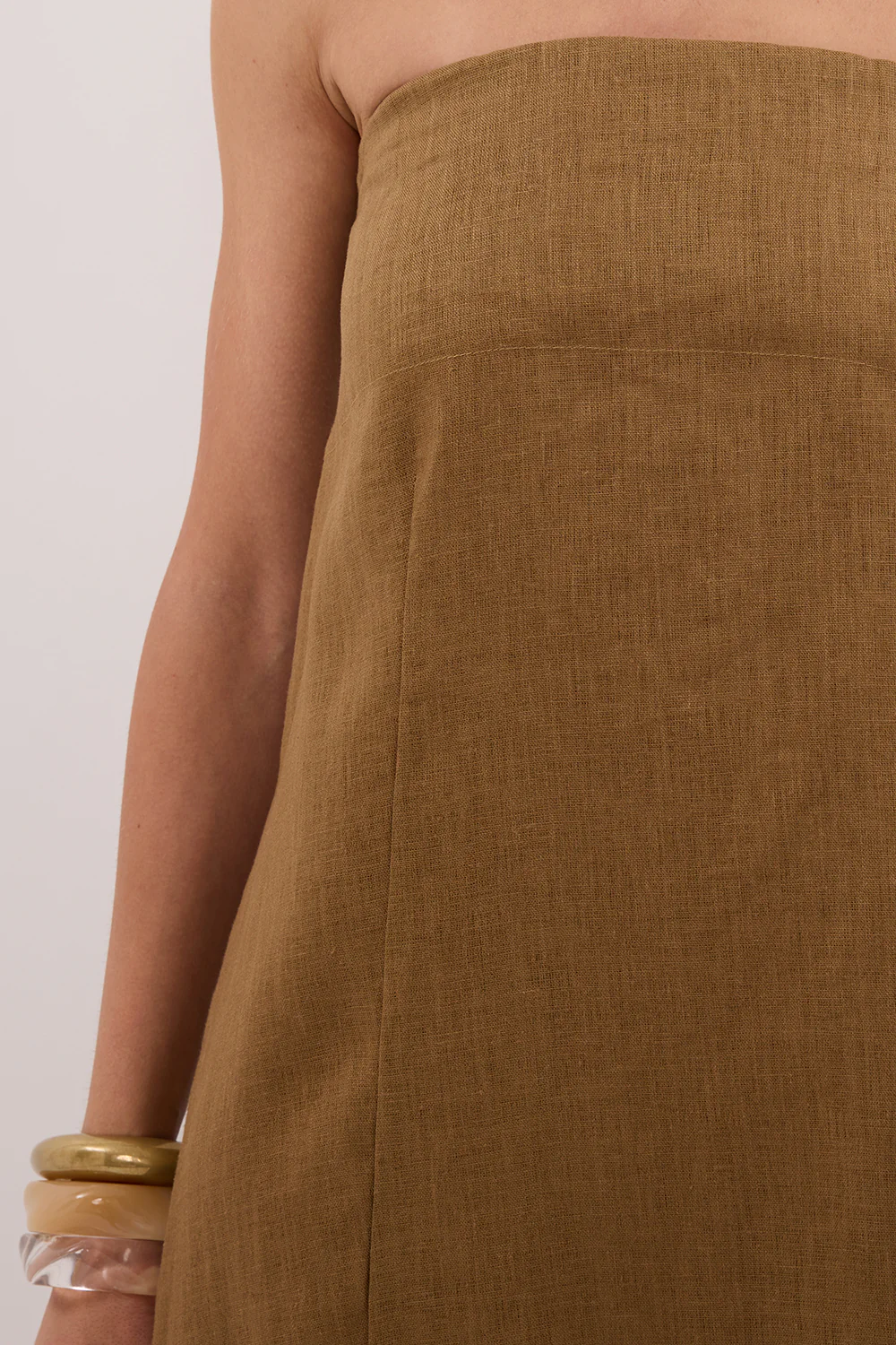 KINSLEY FERN LINEN STRAPLESS MIDI DRESS - Gamepaces