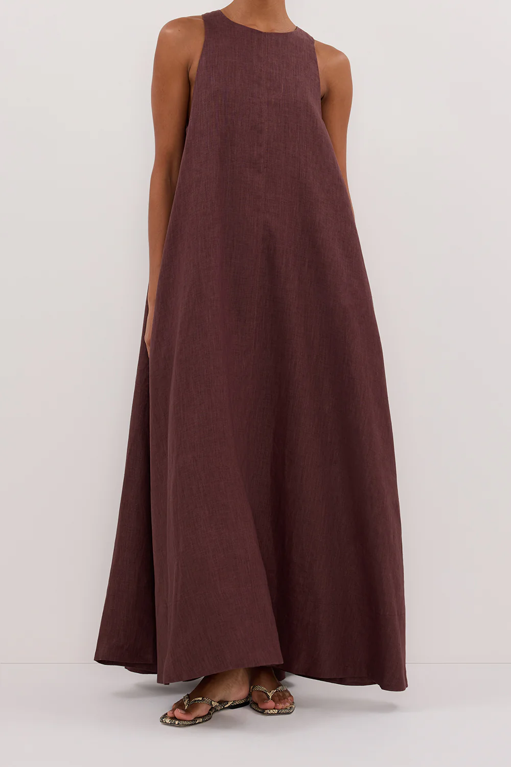 ISABELLE WALNUT LINEN MIDI DRESS - Gamepaces