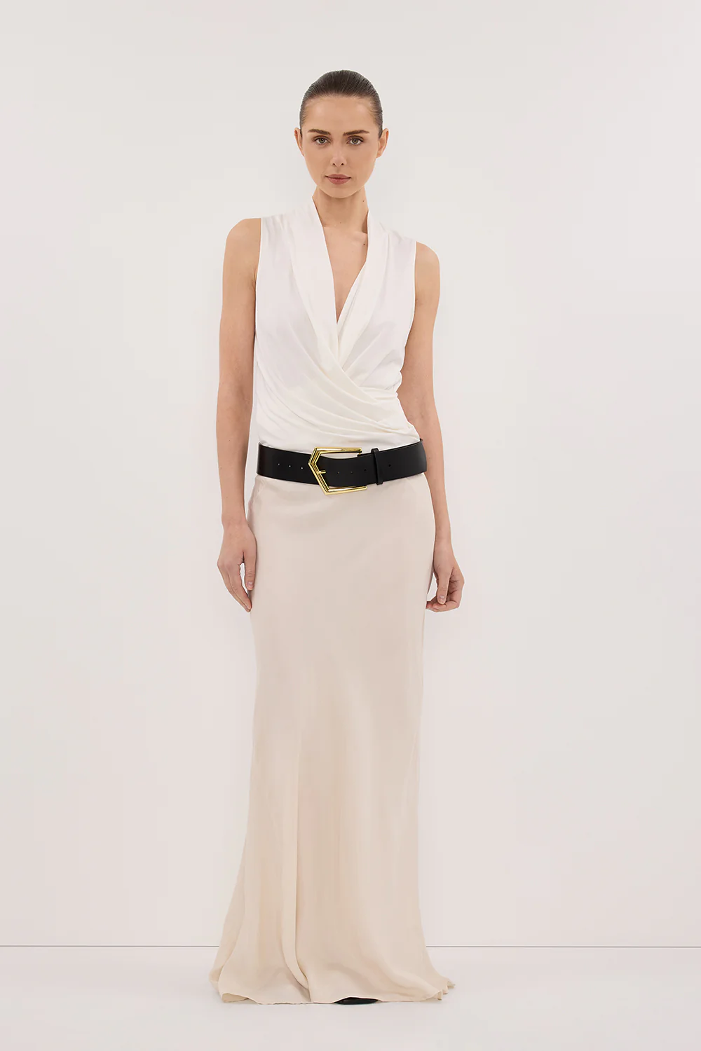 FELICITY OFF WHITE SLEEVELESS WRAP TOP - Gamepaces