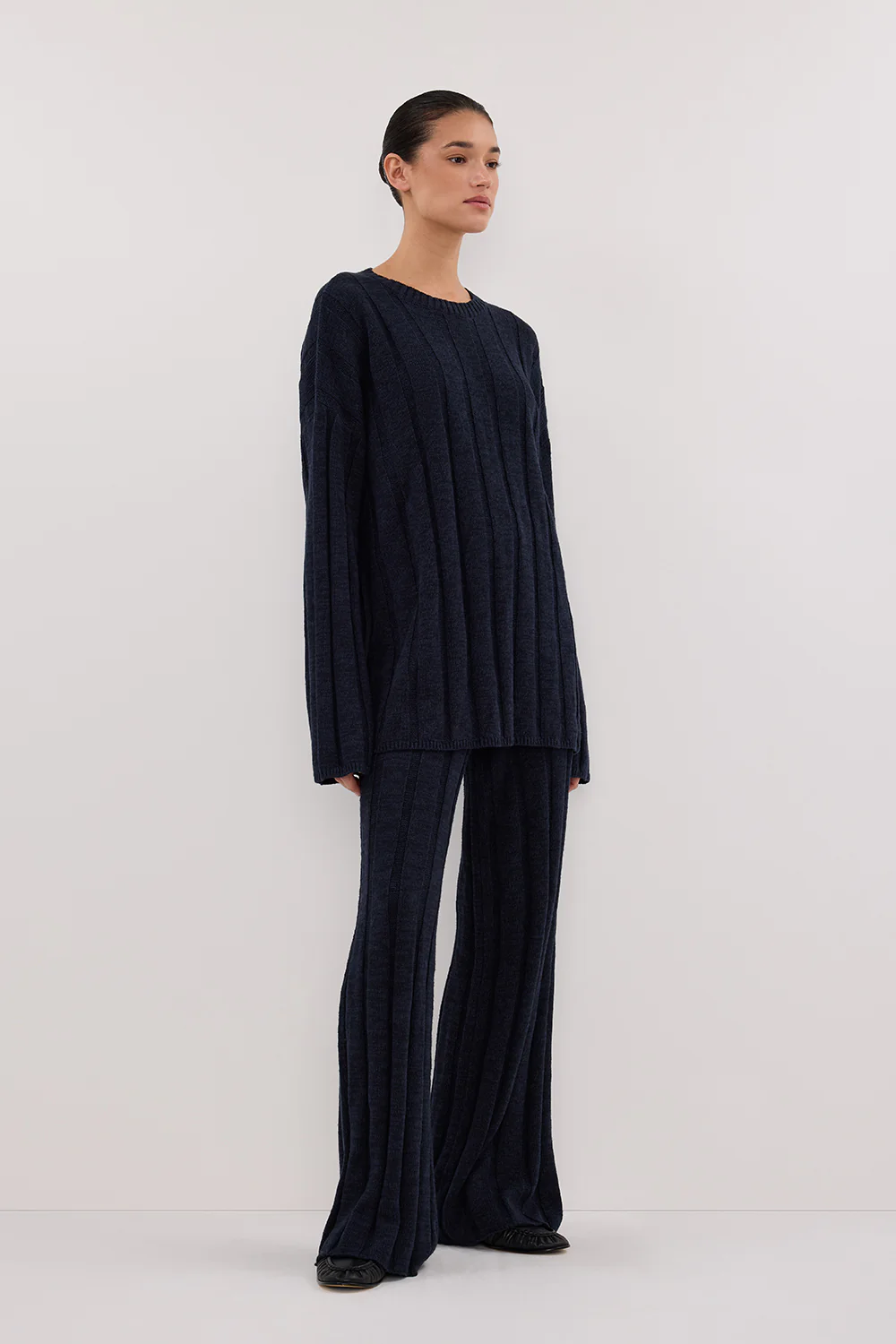 JAZZ INDIGO CREW NECK KNIT TOP - Gamepaces