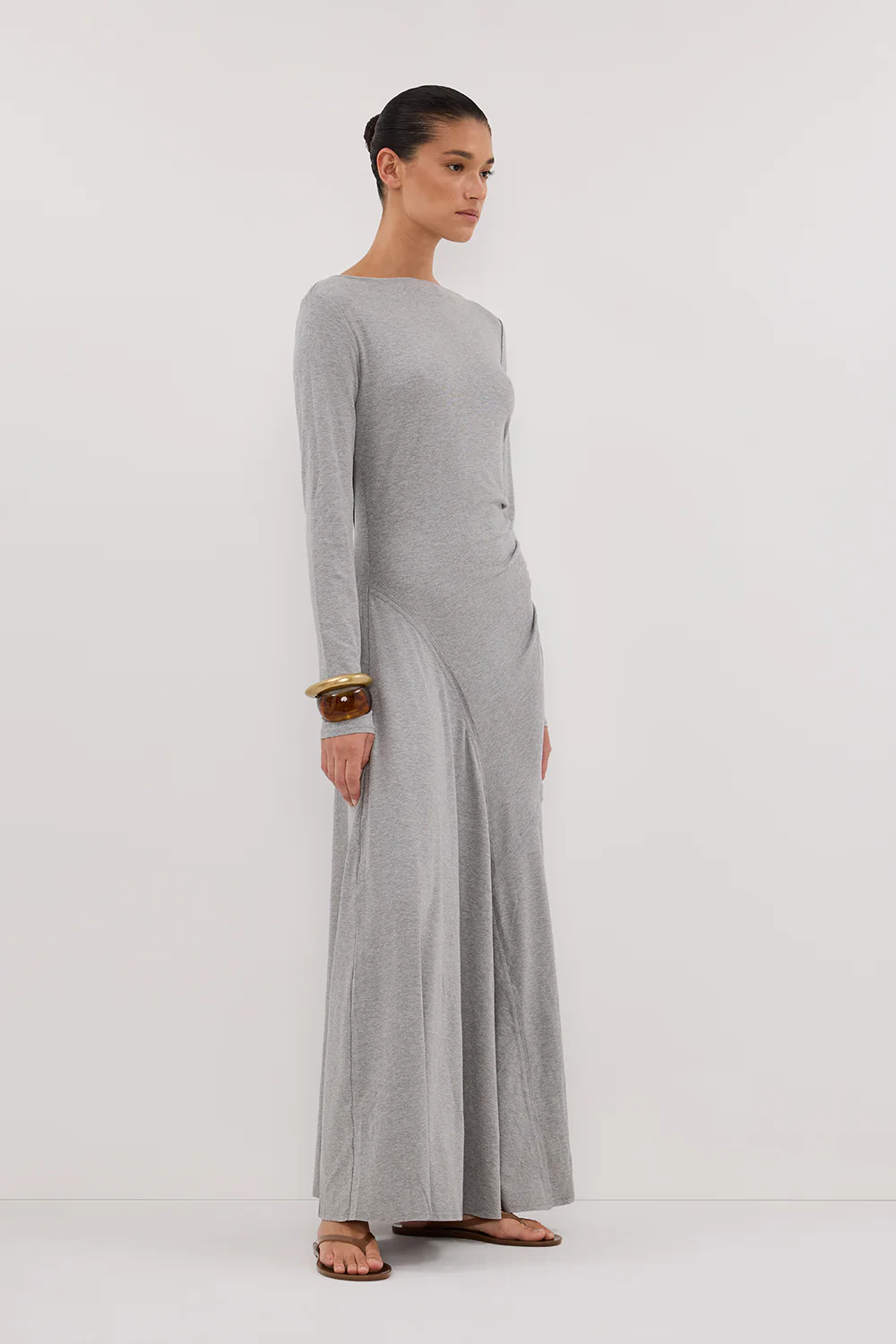 HADLEY SILVER LONG SLEEVE KNIT MAXI DRESS - Gamepaces