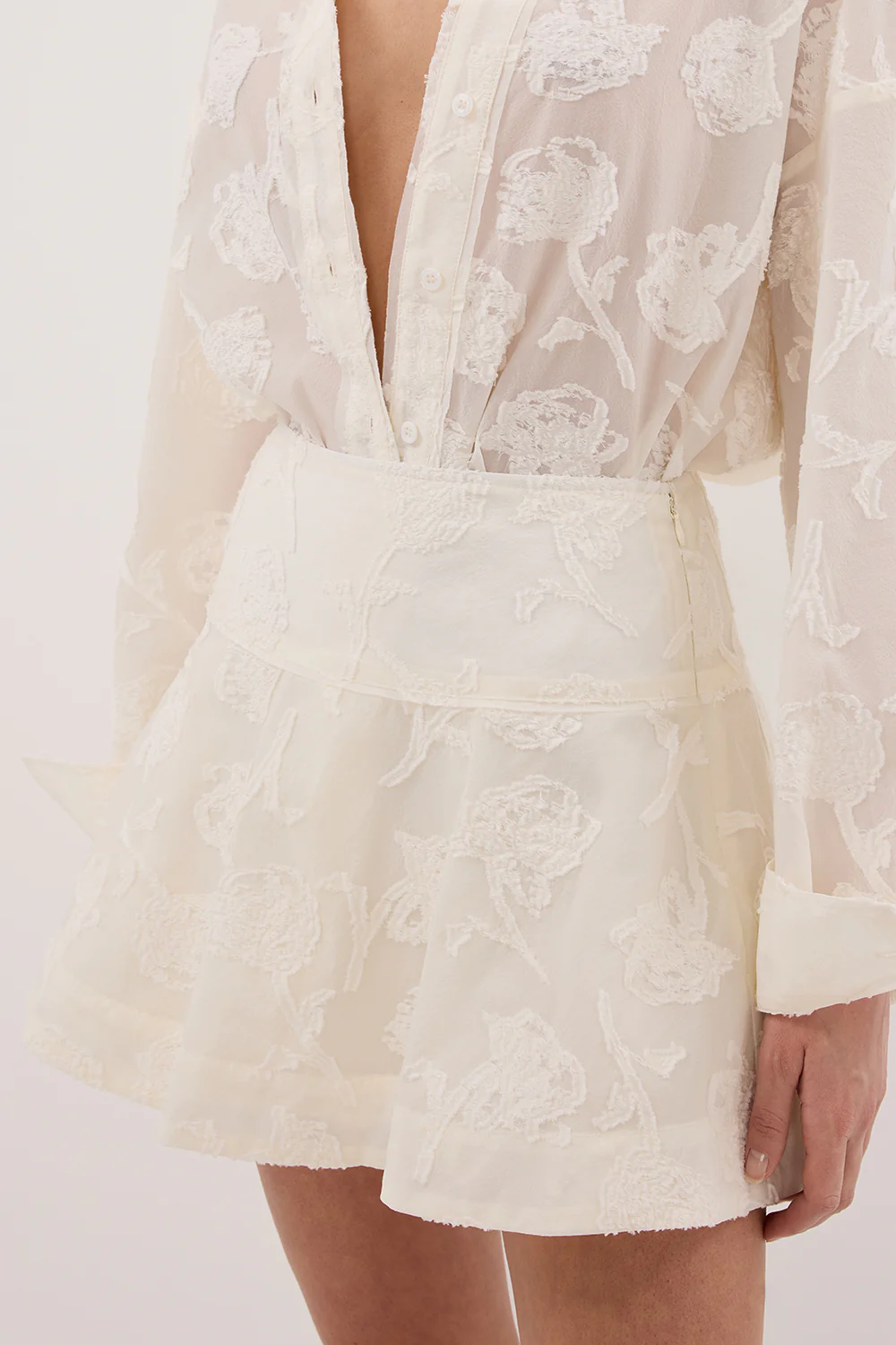 AZALEA OFF WHITE JACQUARD MINI SKIRT - Gamepaces