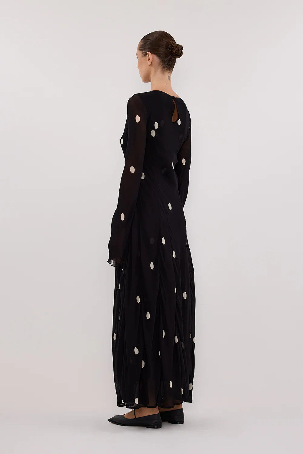 LAURA BLACK SPOT MIDI DRESS - Gamepaces
