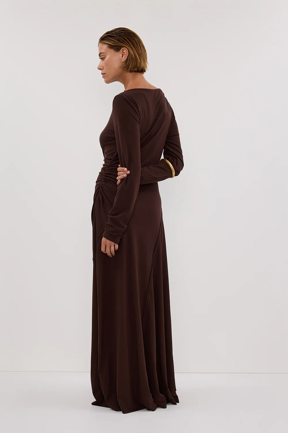 HADLEY CHOC LONG SLEEVE KNIT MAXI DRESS - Gamepaces