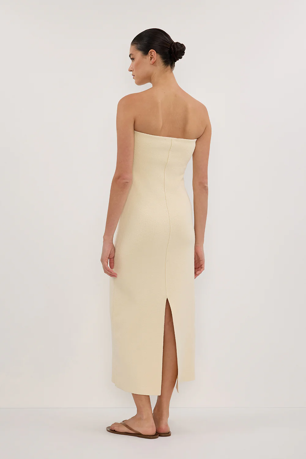 OWEN CREAM CREPE BANDEAU DRESS - Gamepaces
