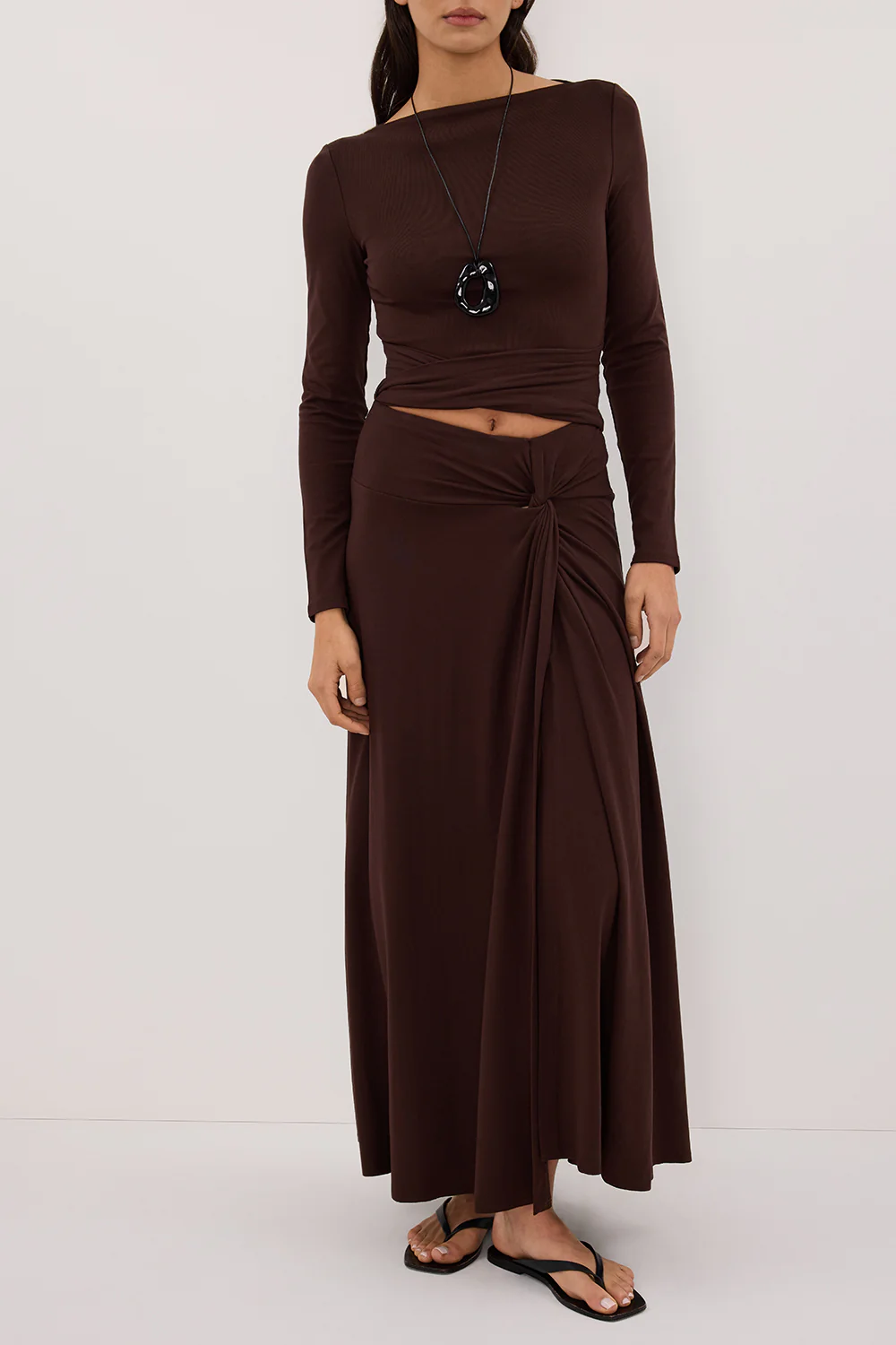 HADLEY CHOC TWIST MIDI SKIRT - Gamepaces