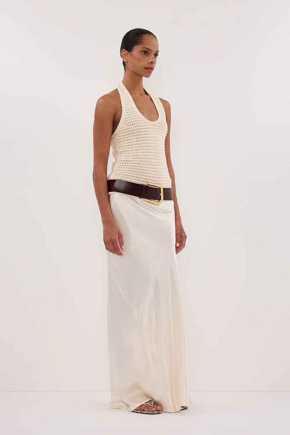 GINA CREAM HALTER CROCHET TOP - Gamepaces