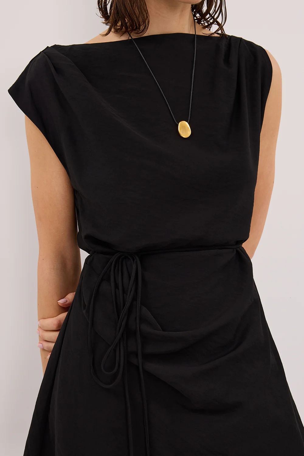 MARMO BLACK DRAPED MINI DRESS - Gamepaces