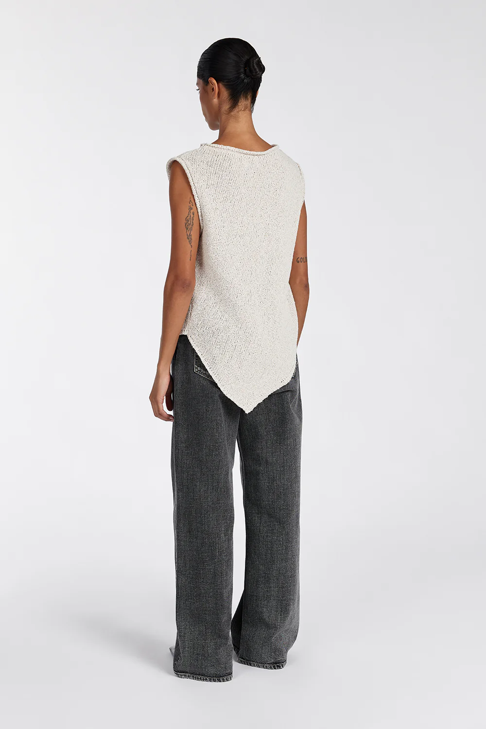 ALTHEA STONE ASYM KNIT TOP - Gamepaces