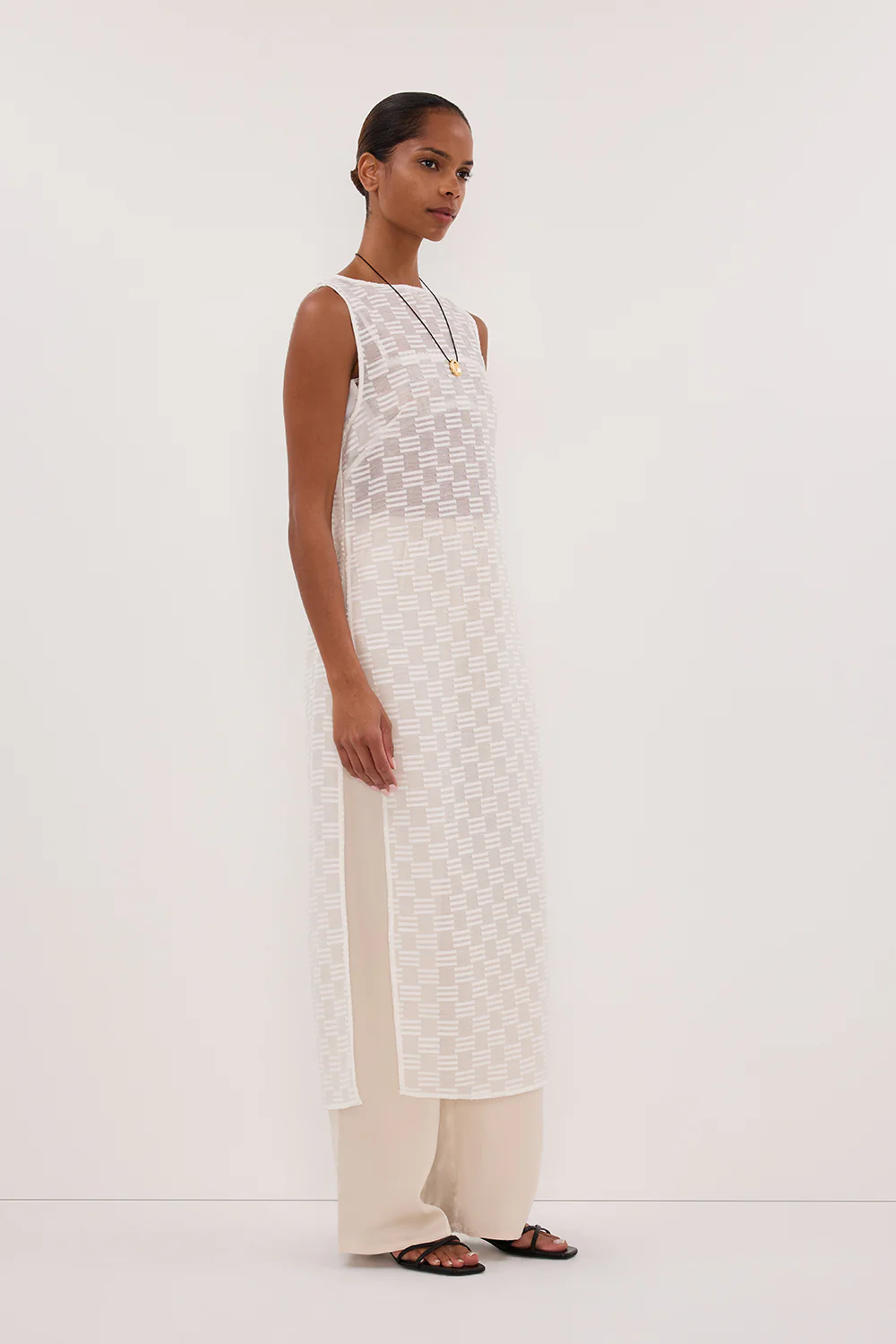 ELBA WHITE SHEER TUNIC TOP - Gamepaces