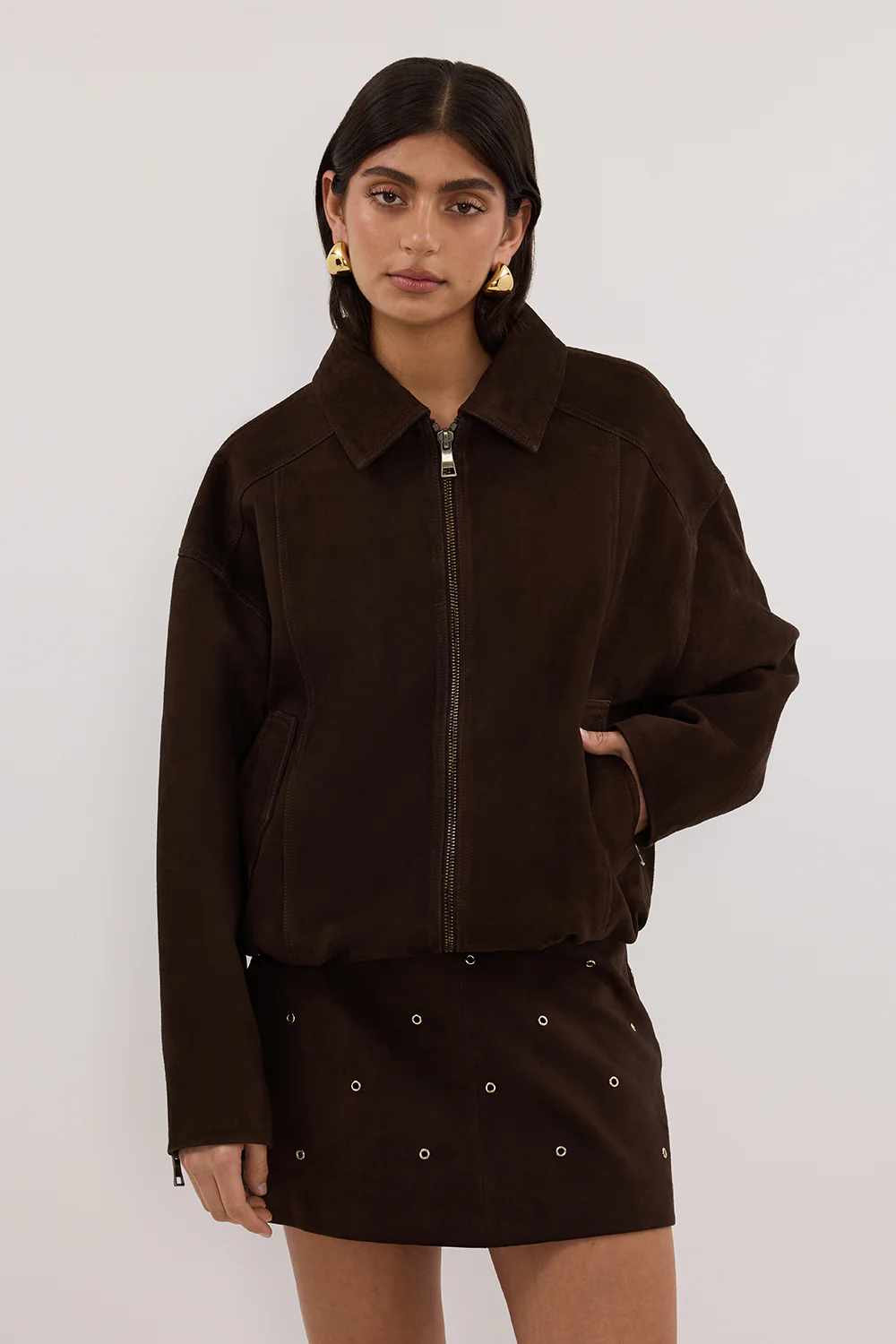 SYLVIE BITTER CHOC SUEDE MINI SKIRT - Gamepaces