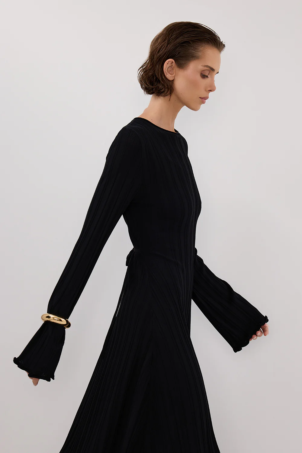 SYLVIA BLACK KNIT MIDI DRESS - Gamepaces