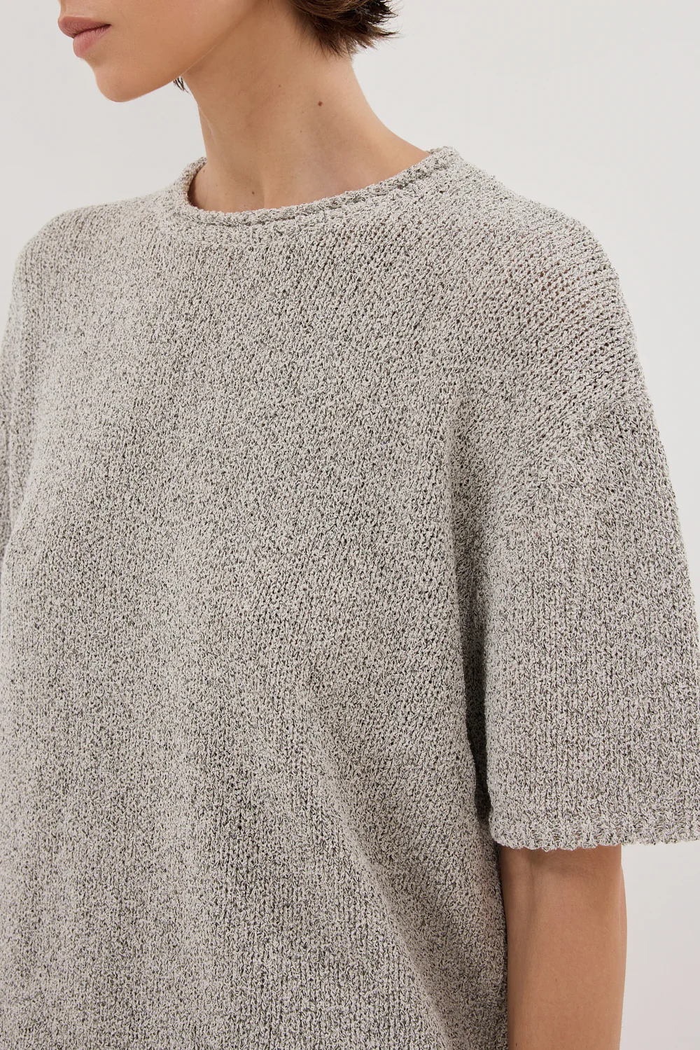 ERIN SILVER MARLE BOXY KNIT TEE - Gamepaces