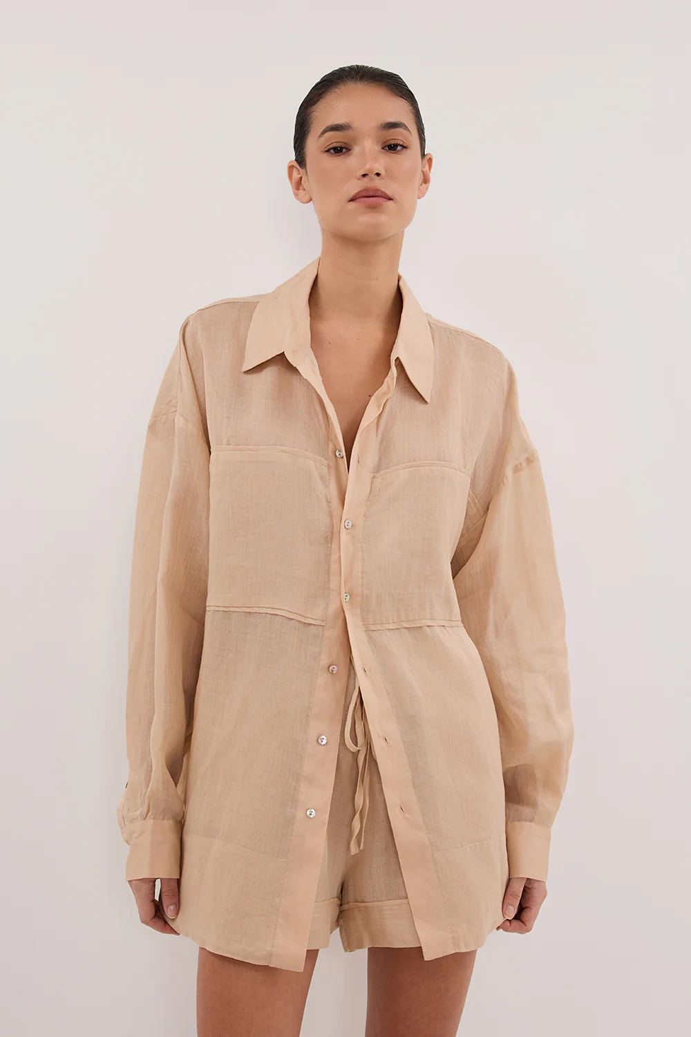 KAI MUSK OVERSIZED RAMIE LONG SLEEVE SHIRT - Gamepaces