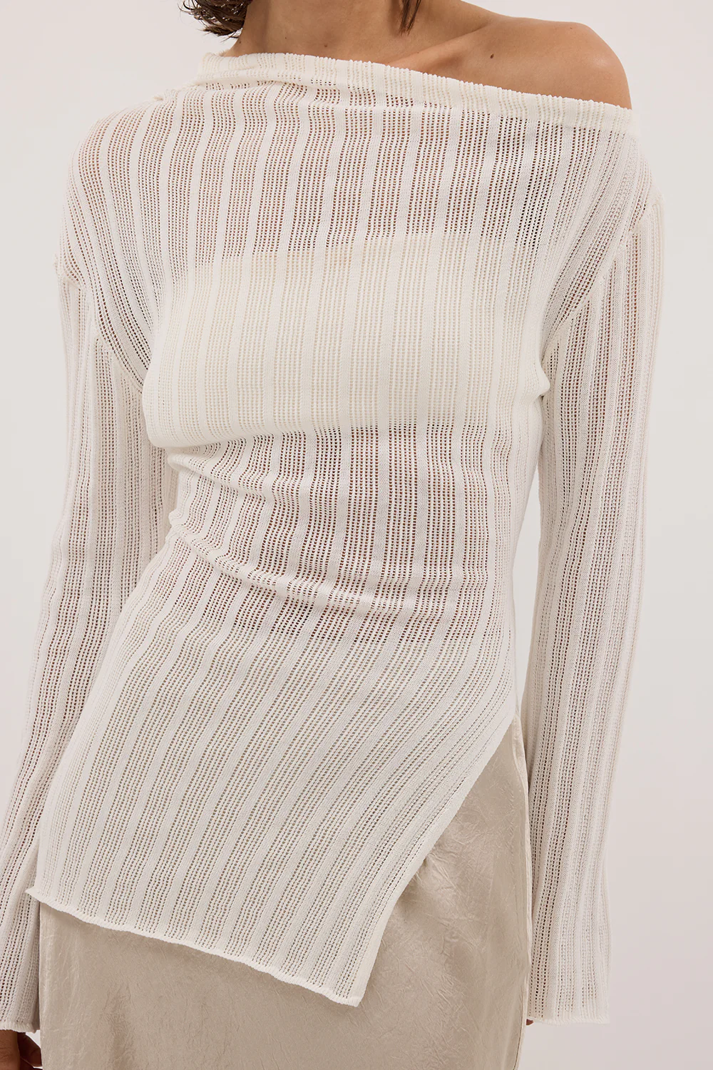 BOWIE IVORY LONG SLEEVE KNIT TOP - Gamepaces