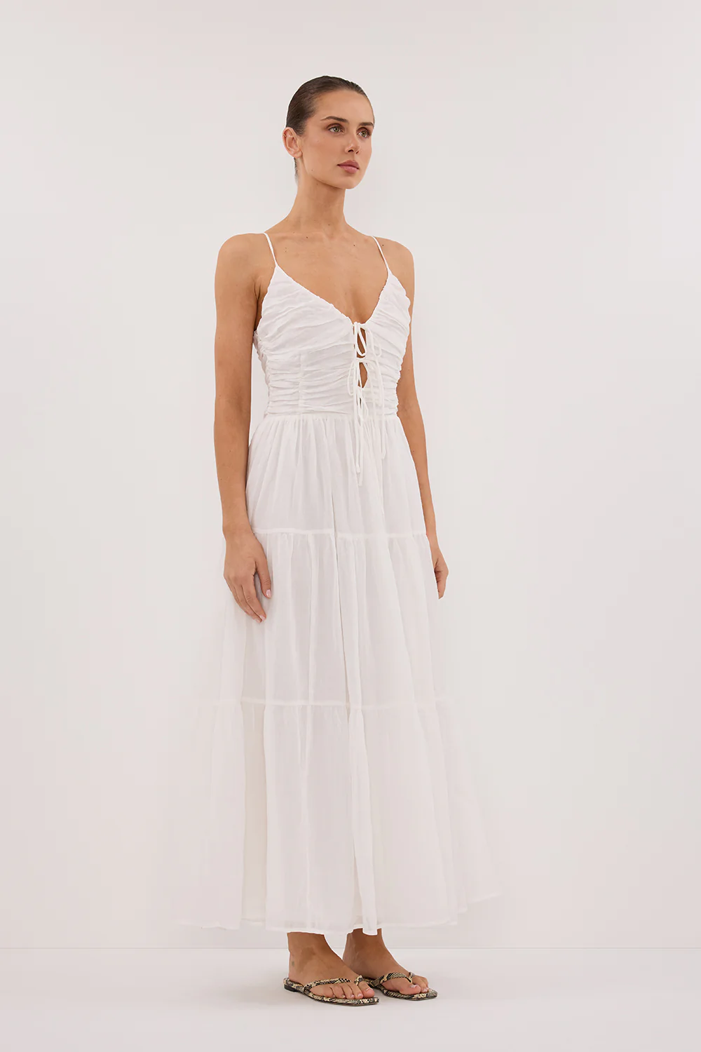 MARNIE WHITE RAMIE MIDI DRESS - Gamepaces