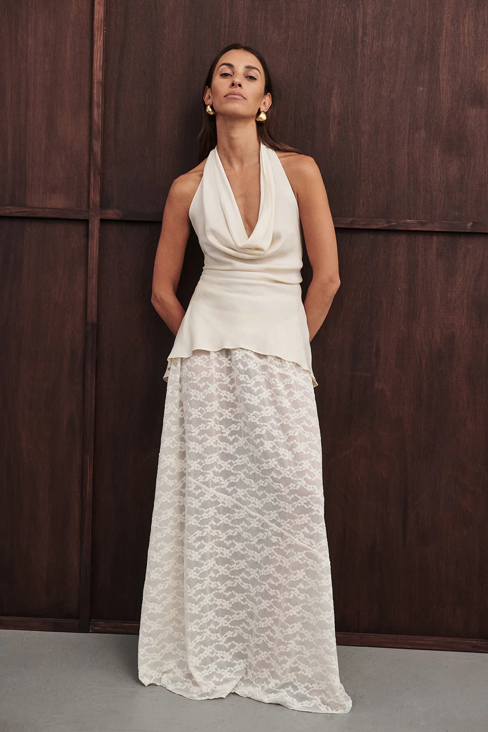BELLE CREAM LACE MAXI SKIRT - Gamepaces