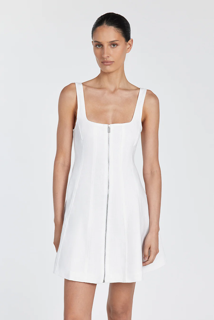 HARRIET WHITE LINEN MINI DRESS - Gamepaces