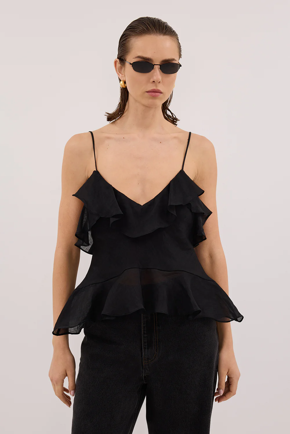 SARA BLACK RAMIE CAMI TOP - Gamepaces