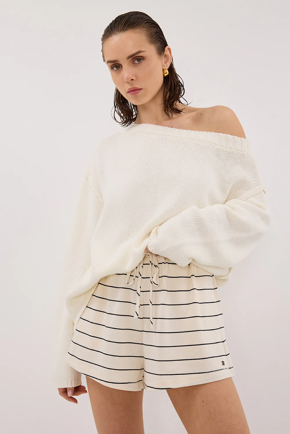 ESME OFF WHITE STRIPE SHORT - Gamepaces
