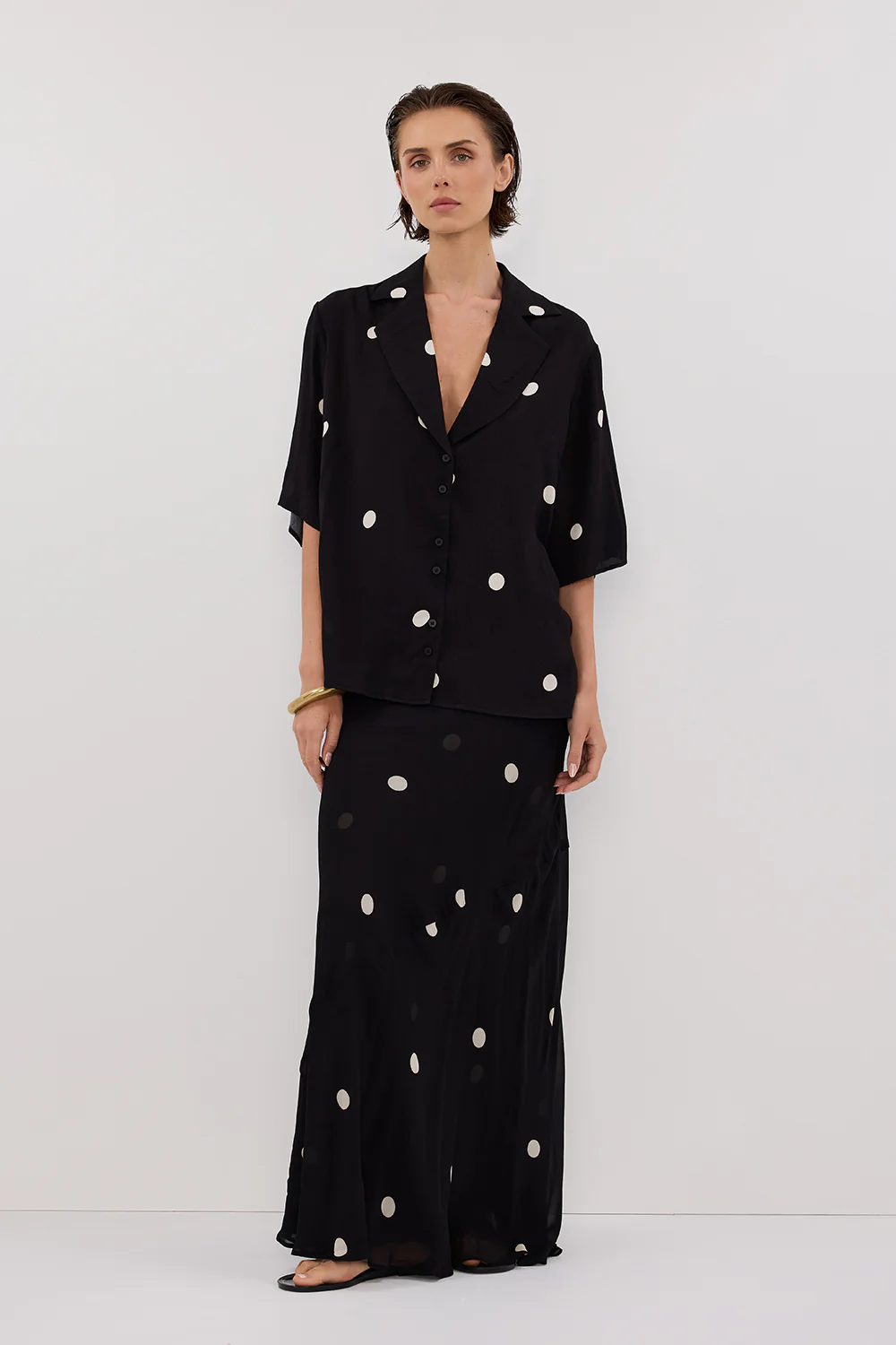 LAURA BLACK SPOT MIDI SKIRT - Gamepaces