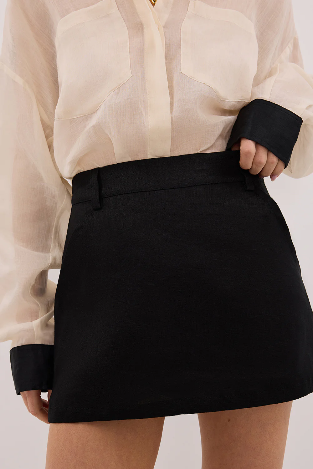 EVIE BLACK LINEN SKORT - Gamepaces