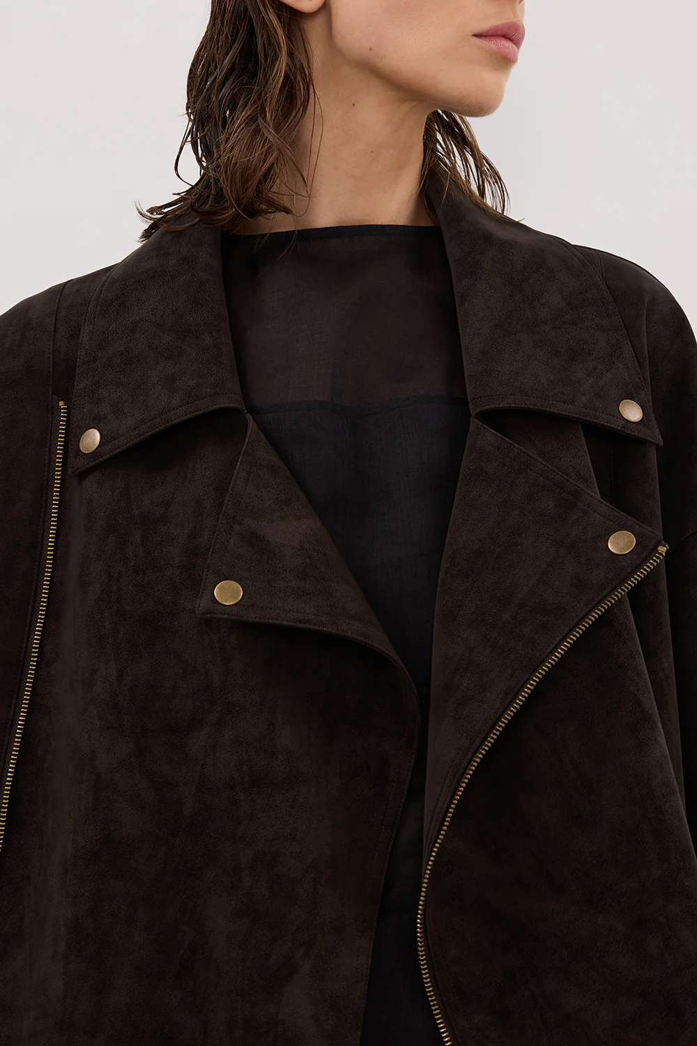 OAKLAND CHOC OVERSIZED FAUX SUEDE JACKET - Gamepaces