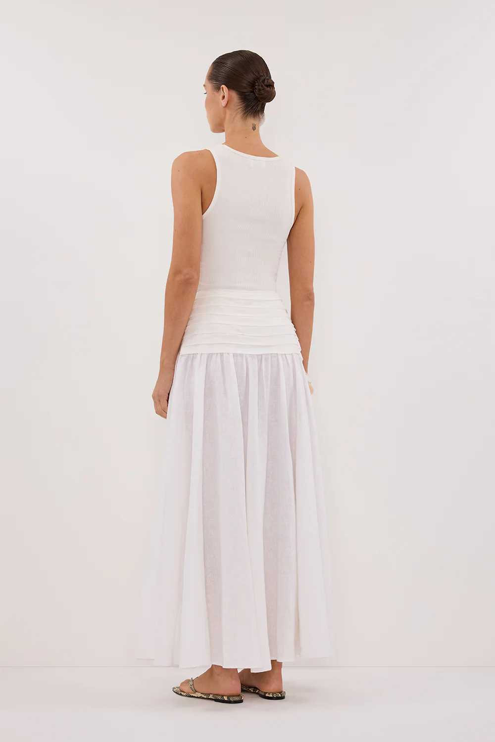 HALLIE WHITE LINEN MIDI SKIRT - Gamepaces