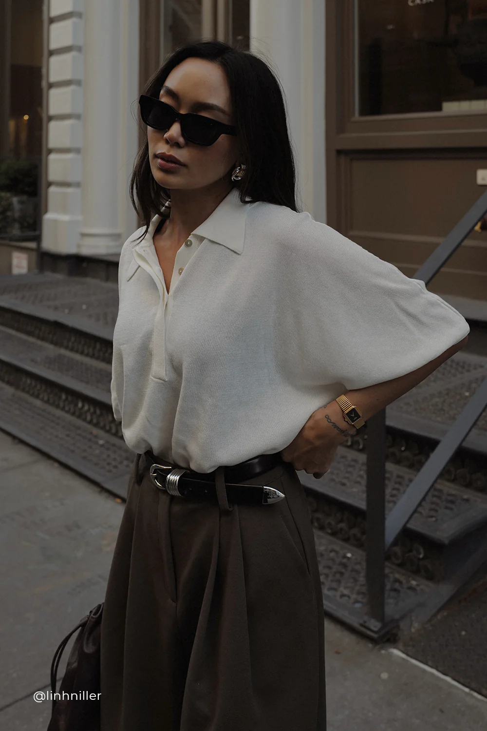 ELI CREAM POLO KNIT TOP - Gamepaces