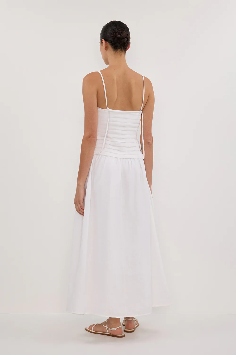 REECE WHITE LINEN MIDI DRESS - Gamepaces