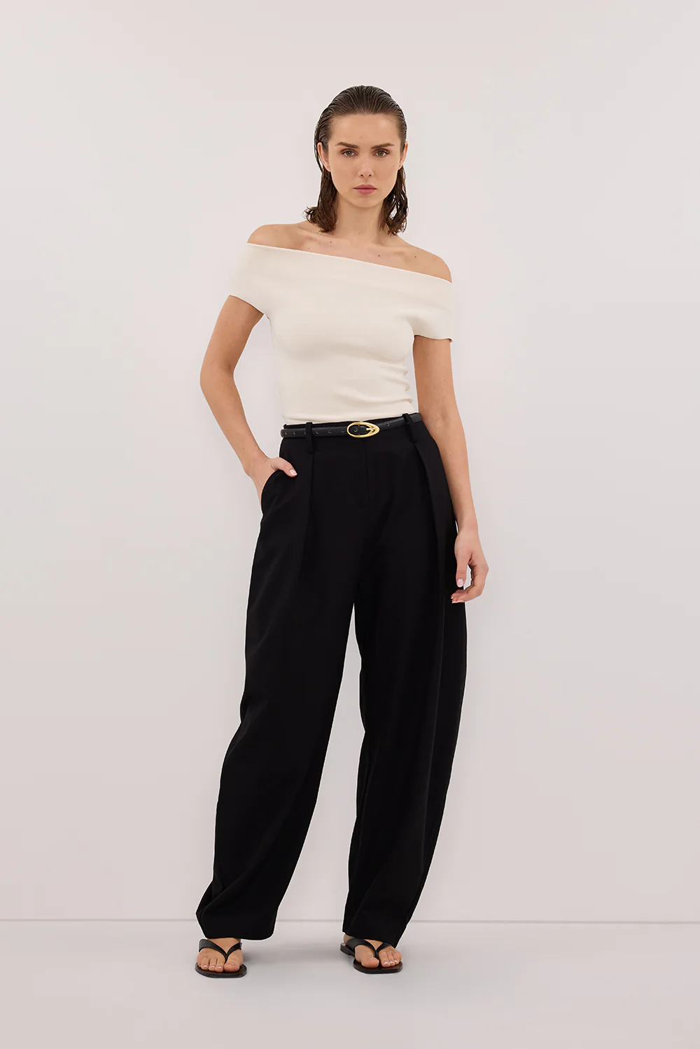 ASTRID PLASTER OFF SHOULDER KNIT TOP - Gamepaces