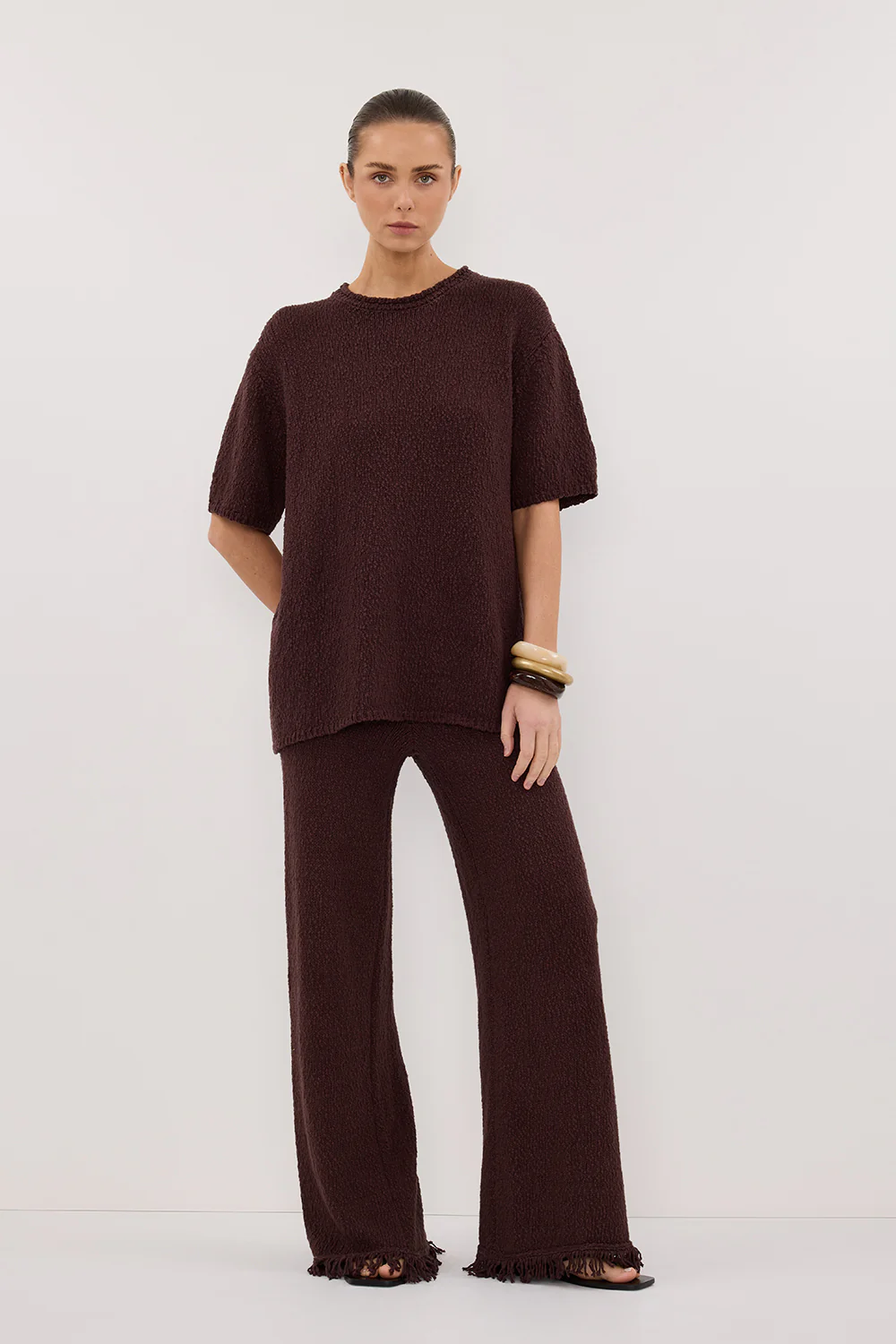 SUE CHOC FRINGE KNIT PANT - Gamepaces