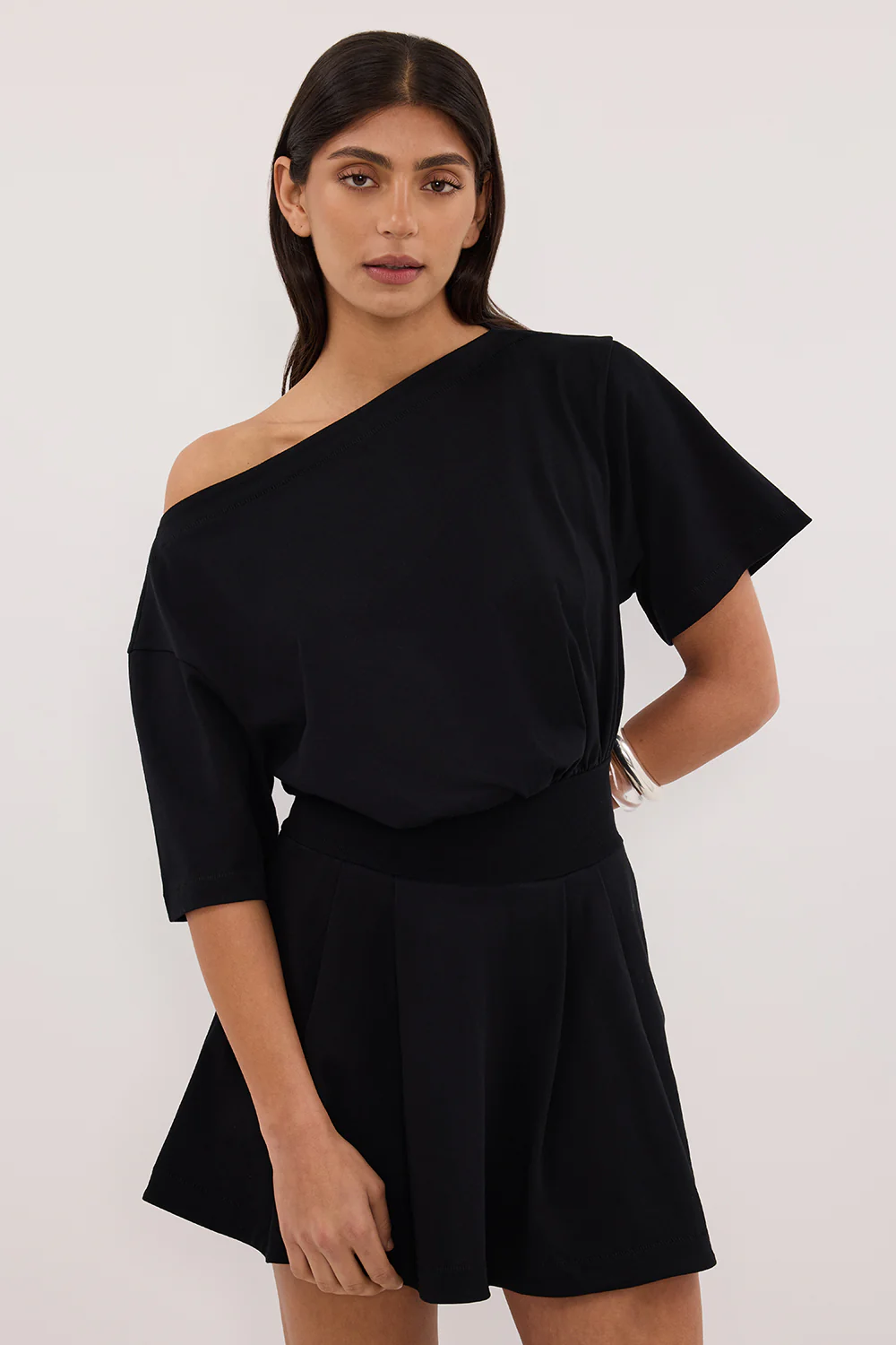 ESME BLACK ASYM MINI DRESS - Gamepaces