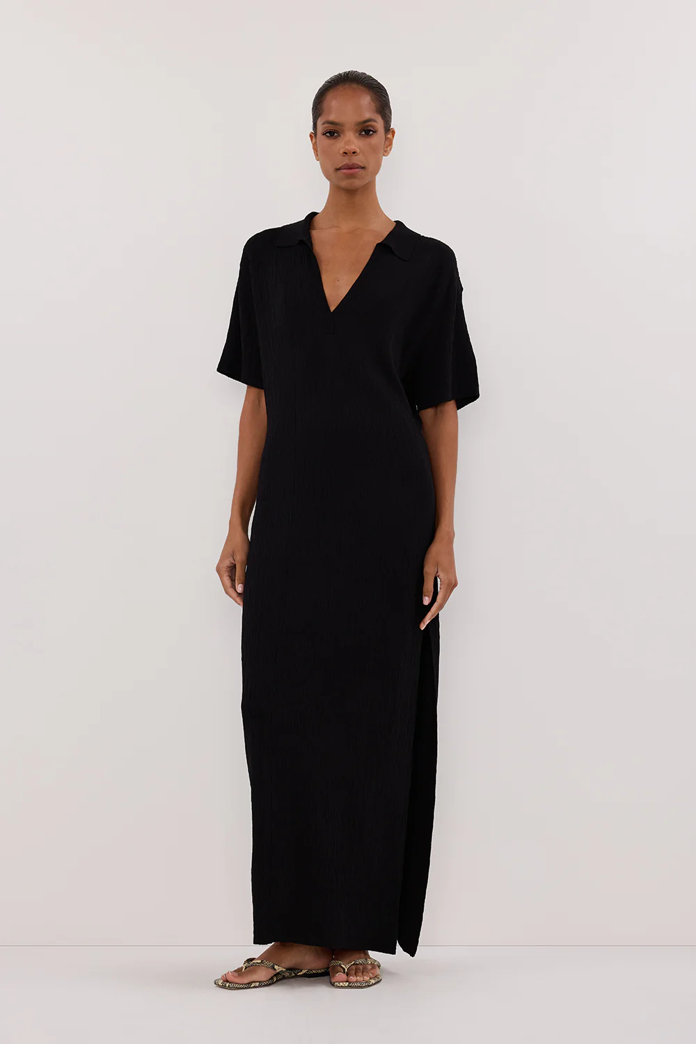 ALIAS BLACK POLO KNIT MIDI DRESS - Gamepaces